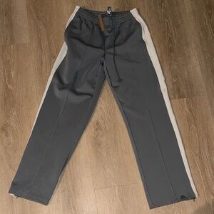 SKIMS Gray and White Wide Leg Track Pants
